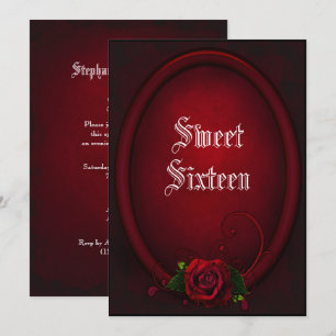 Invitation Frame ovale gothique et Rose de sang doux 16