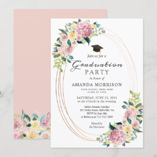 Invitation Frame Ovale moderne Pastel Floral Graduation Party