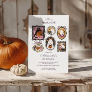 Invitation Framed Ghost & Cat Halloween 1er Anniversaire