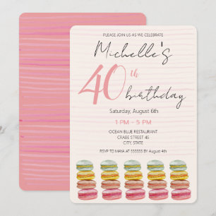 Invitation Français Macarons Aquarelle Peinte à la main sur m