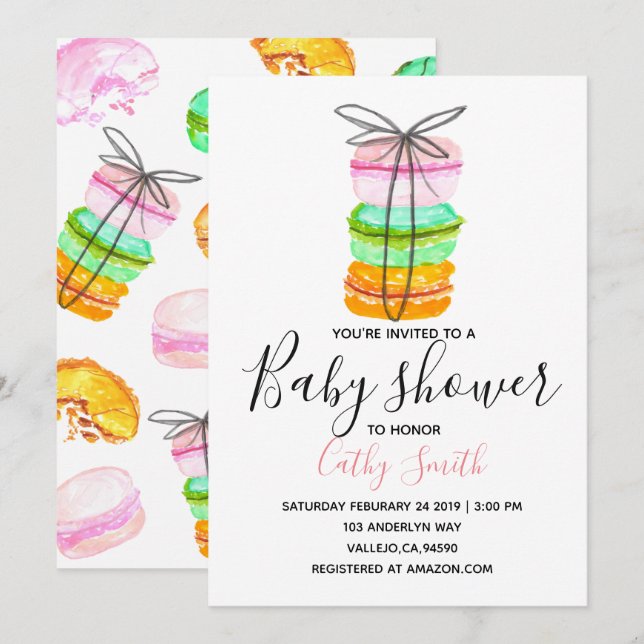 Invitation français mignon de baby shower de (Devant / Derrière)