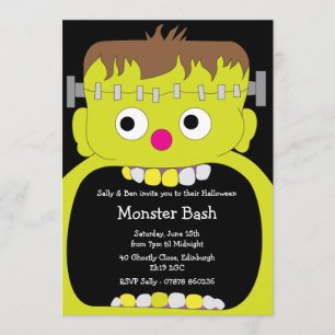 Invitation Frankenstein Monster Face Halloween
