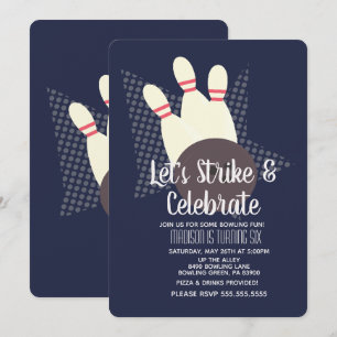 Invitation Frappe de Bowling et fête d'anniversaire