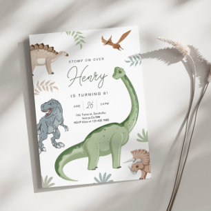 Invitation Frapper, mâcher et rugir ! Anniversaire des dinosa