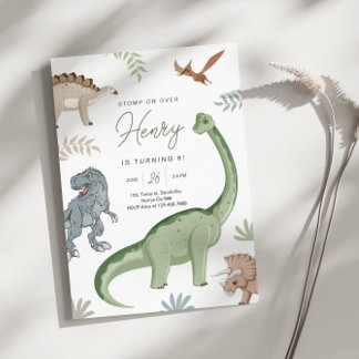 Invitation Frapper, mâcher et rugir ! Anniversaire des dinosa