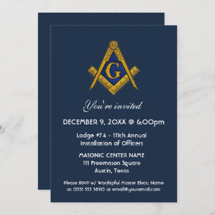 Invitation Freemason Masonry Marine Bleu