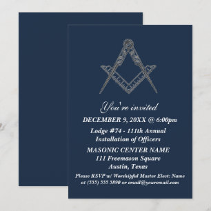 Invitation Freemason Masonry marine bleu maçonnique