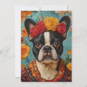 Invitation French Bulldog comme Frida Kahlo