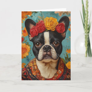 Invitation French Bulldog comme Frida Kahlo