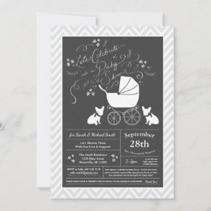 Invitation French Bulldog Theme Party - Baby shower neutre