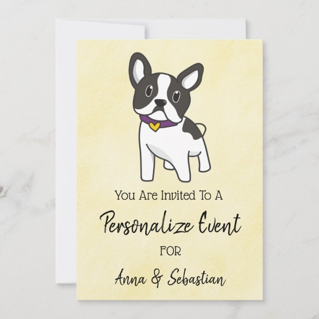 Invitation *~ Frenchie French Bulldog Event Mignonne Invitati (Devant)
