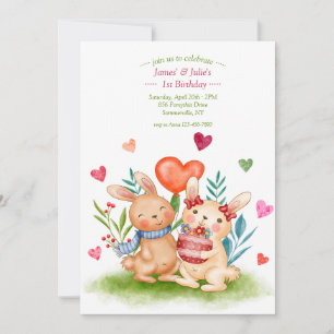 Invitation Frères et sœurs lapins