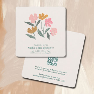 Invitation Fresh Off the Market Boho Floral Bridal Shower QR