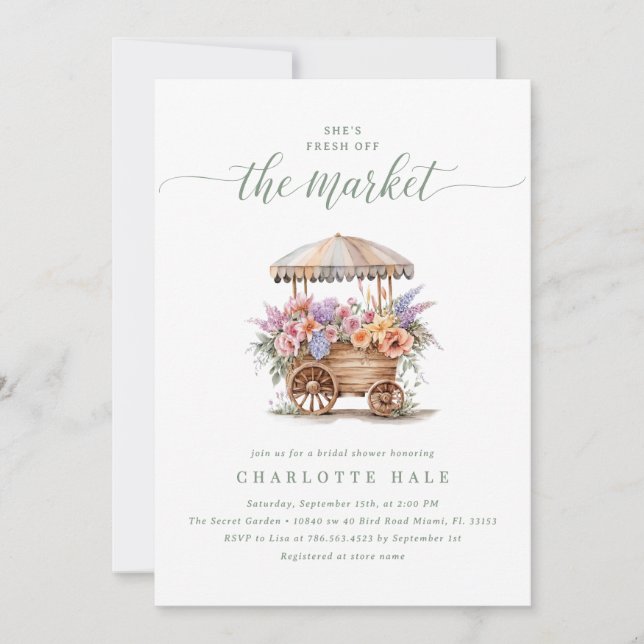 Invitation Fresh off the Market Colorful Floral Bridal Shower (Devant)