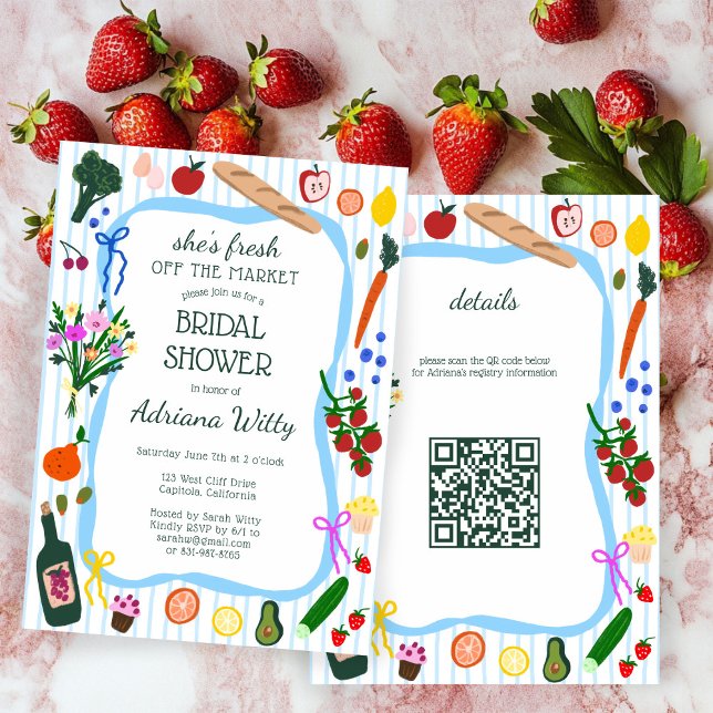 Invitation FRESH OFF THE MARKET Cute Custom QR Bridal Shower (FRESH OFF THE MARKET Cute Custom QR Bridal Shower Invitation
)