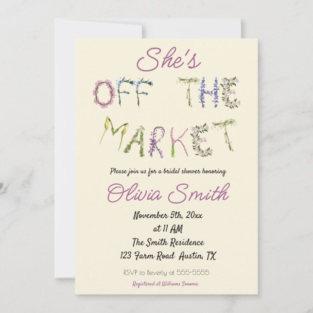 Invitation Fresh off the Market - Fête des mariées (Devant)