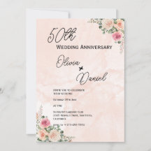Fresh Pink Cream Floral Wedding Anniversary