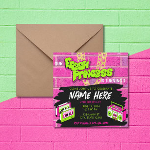 Invitation Fresh Princess 90s Boombox Hot rose Anniversaire