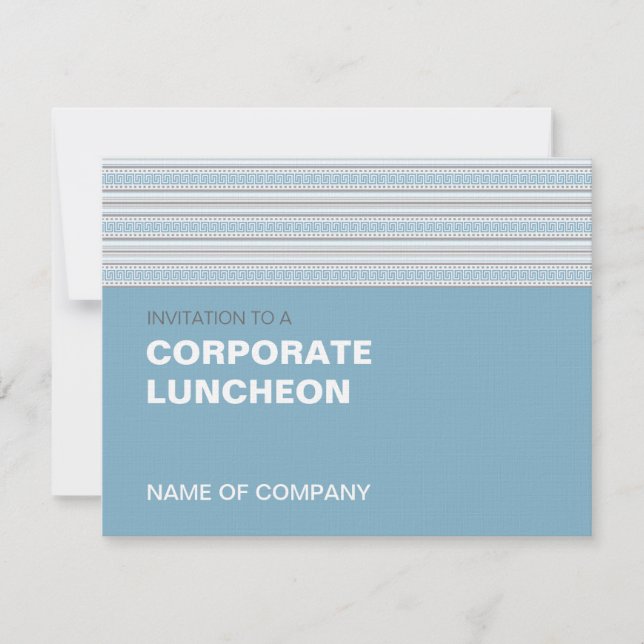 Invitation Fret Stripe Cornflower Déjeuner d'entreprise (Devant)