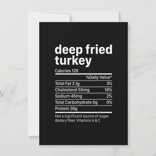 Invitation Fried Turkey Thanksgiving Nutrition ingredients Nu (Devant)