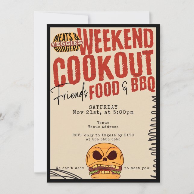 Invitation Friendgiving Halloween Automne Thanksgiving BBQ (Devant)