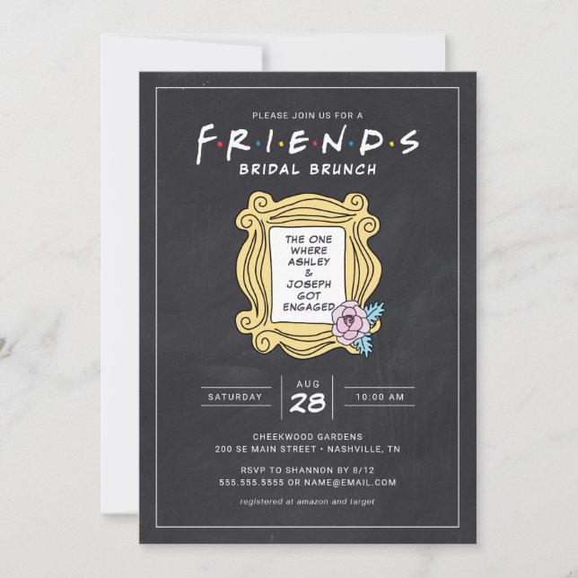 Invitation FRIENDS™ Celui avec Chalkboard Brunch Douche (Devant)