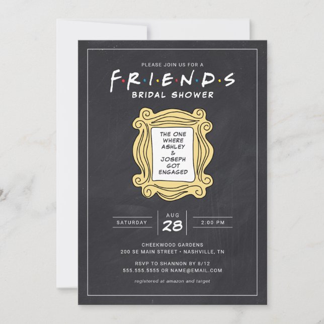Invitation FRIENDS™ Celui avec la Fête des mariées Chalkboard (Devant)