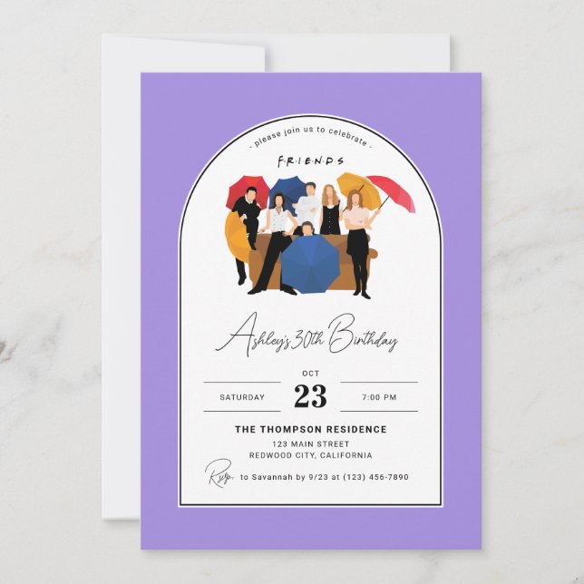 Invitation Friends TV Show Theme Personnalisable Anniversaire (Devant)