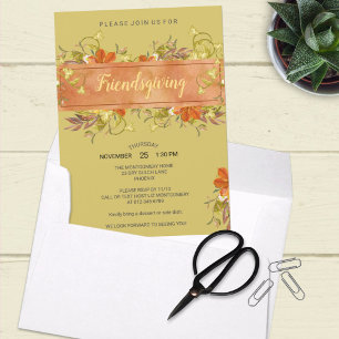Invitation Friendsgiving Aquarelle Feuillage Rustique