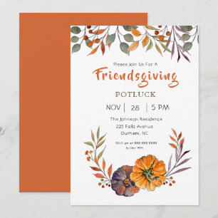 Invitation Friendsgiving avec feuilles d'automne e