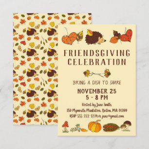 Invitation Friendsgiving Celebration avec Hedgehog