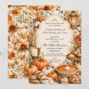 Invitation Friendsgiving de Thanksgiving de citrouille confor