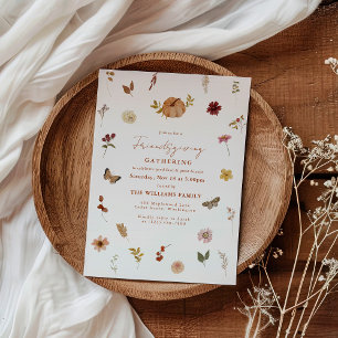 Invitation Friendsgiving Fleur Sauvage Citrouille 
