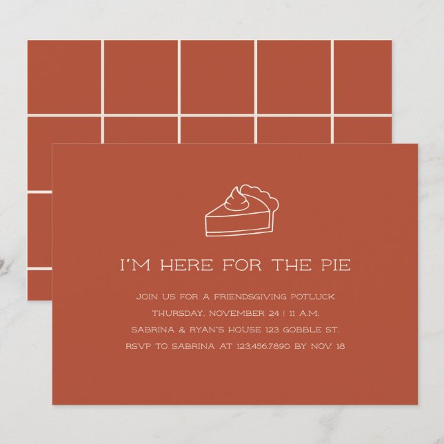 Invitation Friendsgiving Minimaliste en Terre Cuite Drôle (Devant / Derrière)