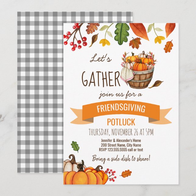 Invitation Friendsgiving Potluck (Devant / Derrière)