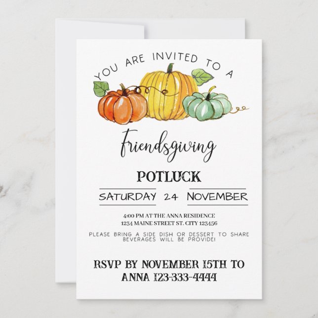 Invitation Friendsgiving Potluck (Devant)