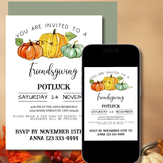 Invitation Friendsgiving Potluck (Friends Giving Potluck )
