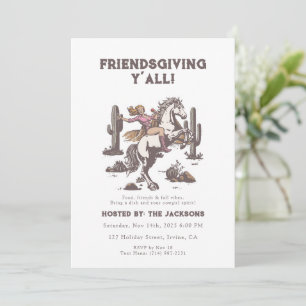 Invitation Friendsgiving Y’all Cowgirl Rétro 