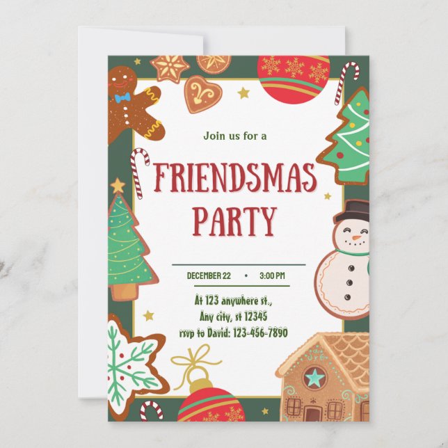 Invitation Friendsmas Party Digital Invitation, chritsmas (Devant)