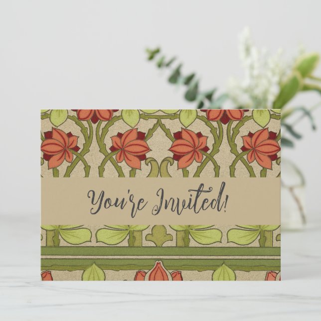 Invitation Frieze Bordure Art Nouveau Floral (Debout devant)