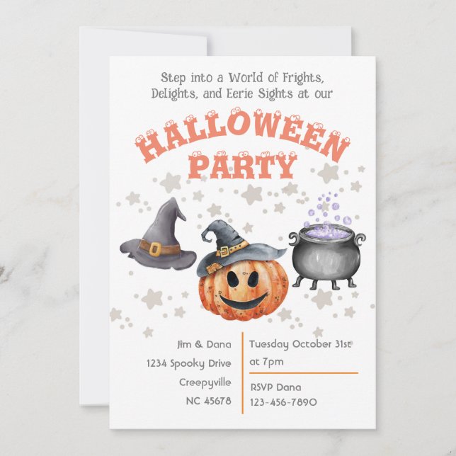 Invitation Frights, Delights & Eerie Sights ! Fête d'Hallowee (Devant)
