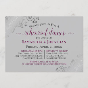 Invitation Frilly Cassis sur le dîner de répétition Mariage g