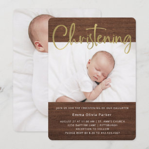 Invitation Frissons Photos simples Rustiques et Gold Deux