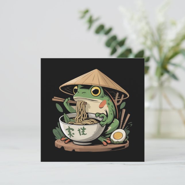 Invitation Frog Eating Ramen Kawaii Neko Japanese Noodles  (Debout devant)