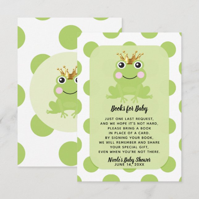 Invitation Frog Prince Storybook Demande de livre Baby shower (Devant / Derrière)