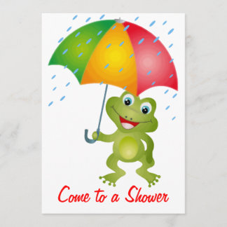 Invitation Froggy avec l'invitation de douche de parapluie de
