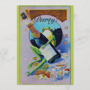Invitation Froggy with Champagne Bottle, fête de la Saint-Syl