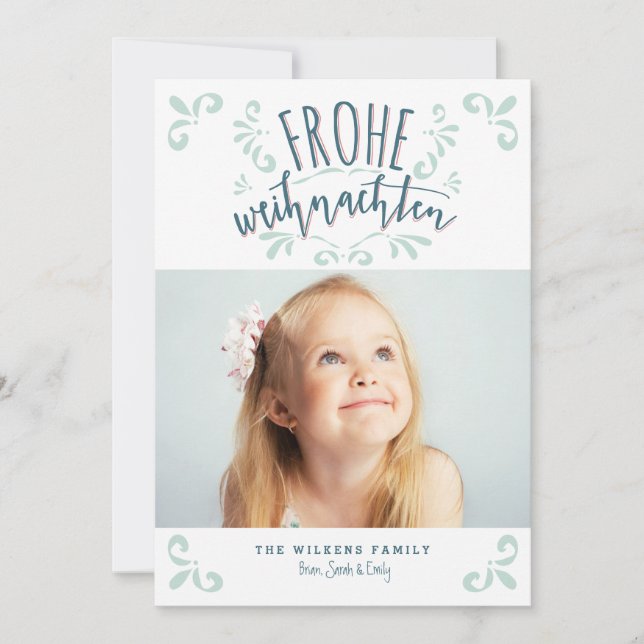 Invitation Frohe Weihnachten Allemand Tendance Photo Salutati (Devant)