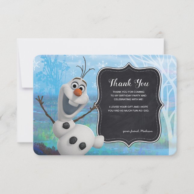 Invitation Froid 2 - Chalkboard Olaf Anniversaire Merci (Devant)