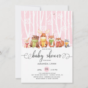 Invitation Froid Hiver Hiver Baby shower des animaux de bois